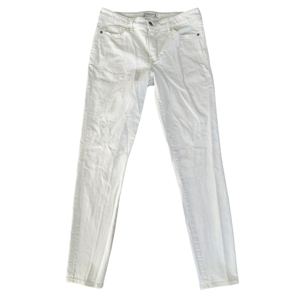 Abercrombie & Fitch Mid Rise Super Skinny Jeans Women 8 White Stretch Minimalist